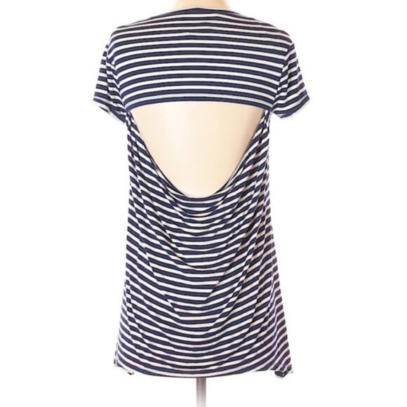 BCBGMAXAZRIA striped trapeze dark blue & white tunic top xxs - Picture 2 of 7
